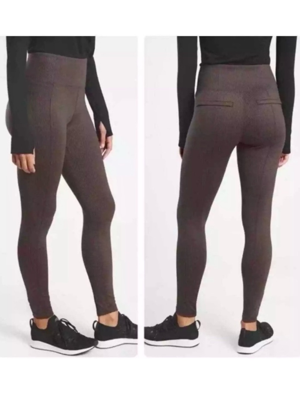 Athleta Delancey Houndstooth Tights Women’s Size S Petite Zip Pickets Athleisure